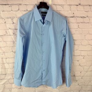 Milani light Blue slim fit Dress Shirt Men L preppy office minimalist executive